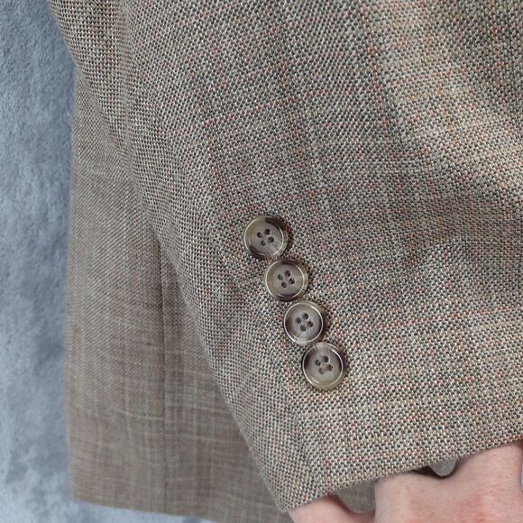 Harold Powell Blazer Mens 42R Beige Silk Linen Wool Sports Coat Jacket 3 Buttons - Picture 8 of 15